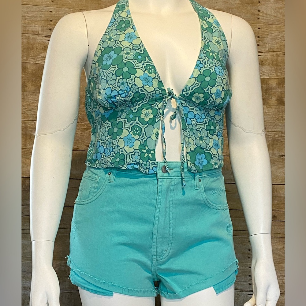 NWTS Wild Fable Green/Blue Halter Top & Short Set